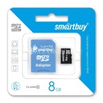   MicroSDHC/Transflash 8GB SmartBuy (Class 10) +SD 