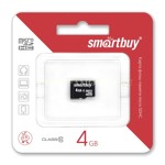 Карта памяти MicroSDHC/Transflash 4GB SmartBuy (Class 10) без адаптера